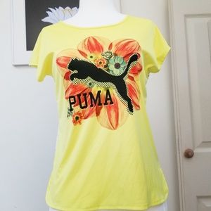 Bright Yellow Puma Women's T-shirt Size Small
